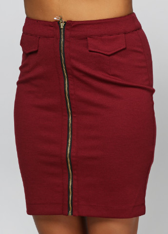 Бордовая кэжуал однотонная юбка Mint & Berry с высокой талией