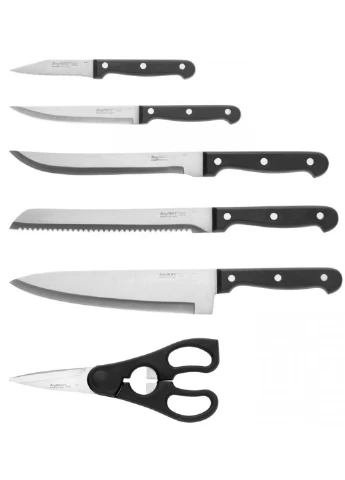 Набор ножей Essentials Quadra Duo 7 предметов BergHoff чёрные, нержавеющая сталь