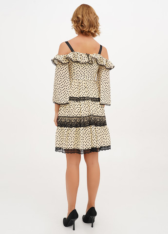 Жовтий кежуал сукня кльош, з відкритими плечима Vicolo в горошок