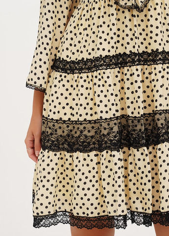 Жовтий кежуал сукня кльош, з відкритими плечима Vicolo в горошок