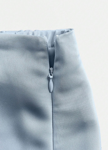 Синяя кэжуал однотонная юбка SHEIN клешированная