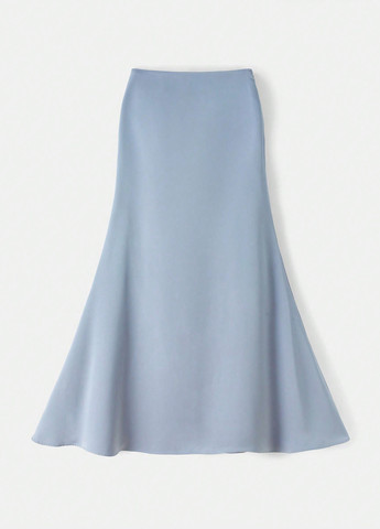 Синяя кэжуал однотонная юбка SHEIN клешированная