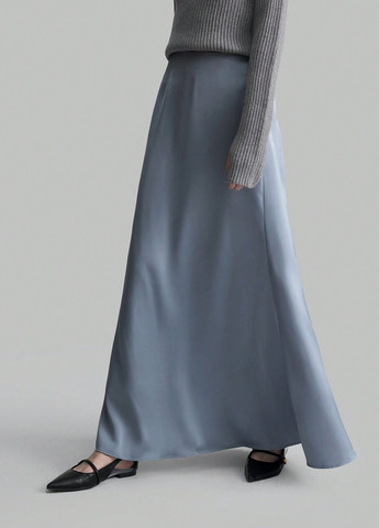 Синяя кэжуал однотонная юбка SHEIN клешированная