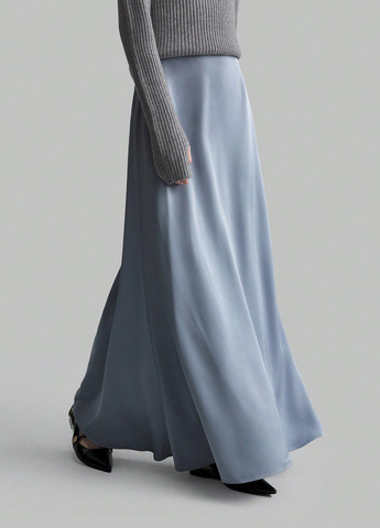 Синяя кэжуал однотонная юбка SHEIN клешированная