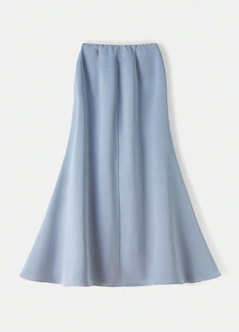 Синяя кэжуал однотонная юбка SHEIN клешированная