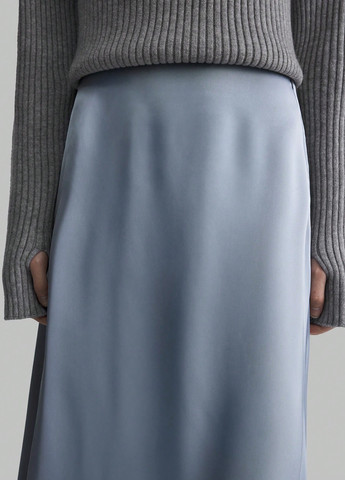 Синяя кэжуал однотонная юбка SHEIN клешированная