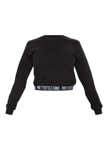 Черный свитшот PrettyLittleThing надпись без декора (254799186)
