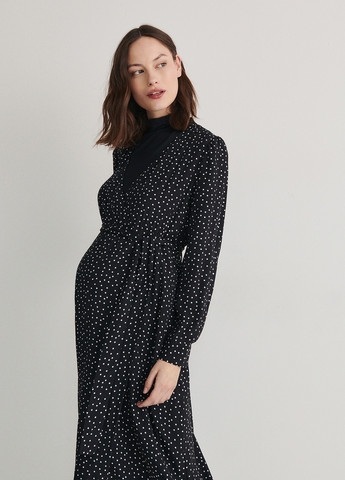 Чорно-білий кежуал сукня для вагітних в стилі армпір Reserved в горошок