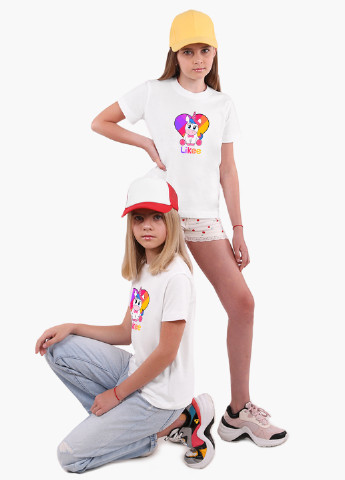Белая демисезонная футболка детская лайки единорог (likee unicorn)(9224-1594) MobiPrint