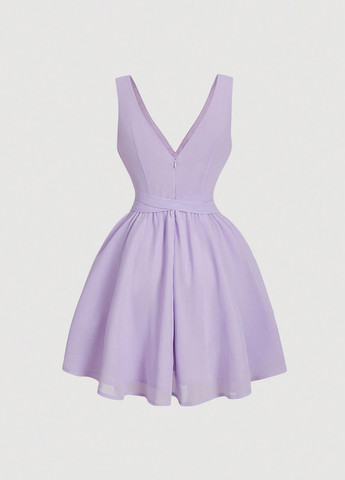 Сиреневое кэжуал платье а-силуэт SHEIN однотонное