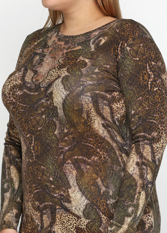 Коричневое кэжуал платье Angelo Marani с животным (анималистичным) принтом