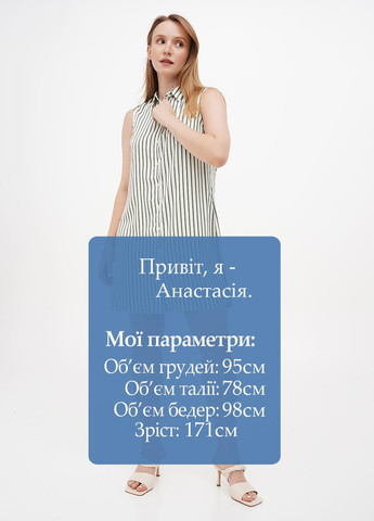 Зеленое кэжуал платье рубашка, а-силуэт Terranova в полоску