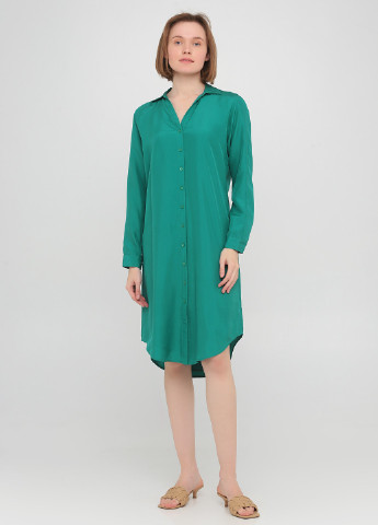 Зеленое кэжуал платье рубашка The J. Peterman Company однотонное