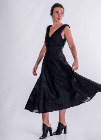 Чорна вечірня плаття, сукня кльош H&M однотонна