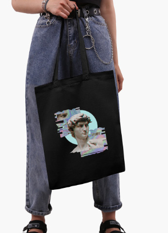 Еко сумка шоппер чорна Ренесанс Давид (Renaissance David) (9227-1584-BK) MobiPrint (236391143)