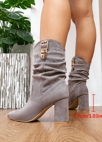 Серые осенние ботильоны SHEIN