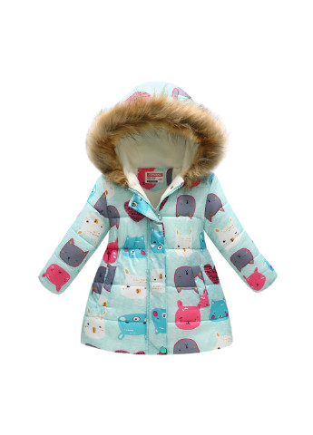 Бирюзовая демисезонная демисезонная куртка для девочки цветные зверюшки, turquoise Jomake 51137