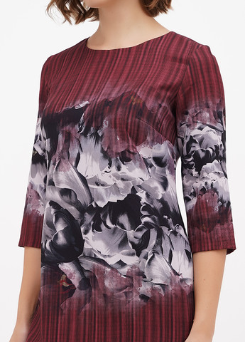 Бордова кежуал сукня а-силует Sassofono з малюнком