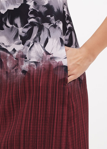 Бордова кежуал сукня а-силует Sassofono з малюнком