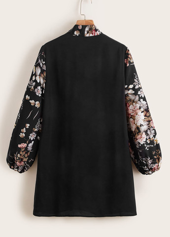 Черное кэжуал платье SHEIN с цветочным принтом