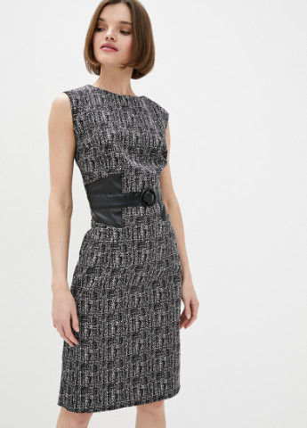 Черно-белое деловое платье футляр Modniy OAZIS с абстрактным узором