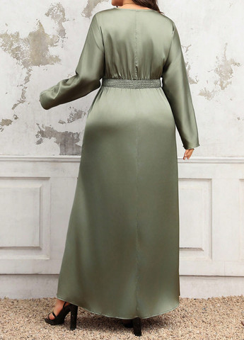 Сіро-зелена святковий, вечірня сукня в стилі армпір SHEIN однотонна