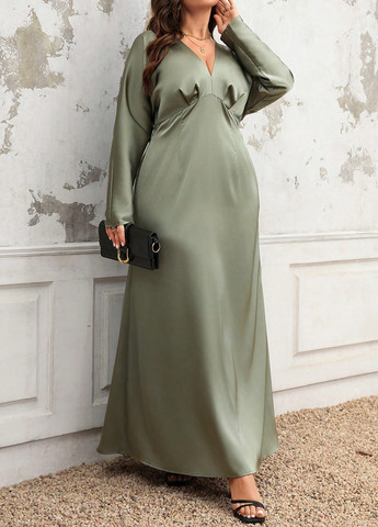 Сіро-зелена святковий, вечірня сукня в стилі армпір SHEIN однотонна