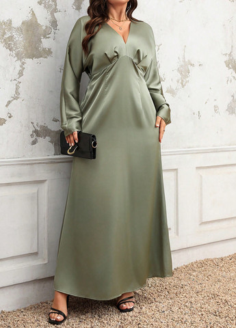 Сіро-зелена святковий, вечірня сукня в стилі армпір SHEIN однотонна