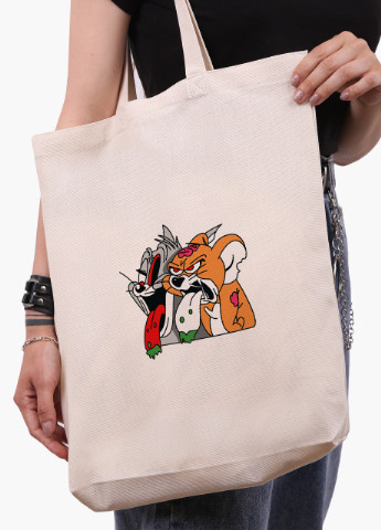 Эко сумка шоппер белая Том и Джерри (Tom I Jerry) (9227-2089-WTD) Еко сумка шоппер біла 41*39*8 см MobiPrint (215977316)
