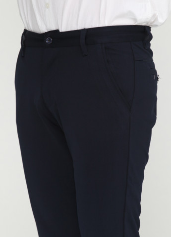 Темно-синие классические демисезонные прямые брюки Ving VGS
