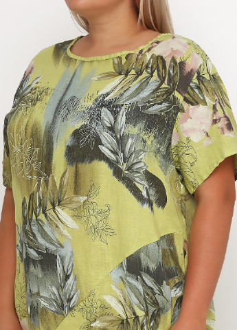 Салатова кежуал сукня сукня-футболка Pronto Moda з квітковим принтом