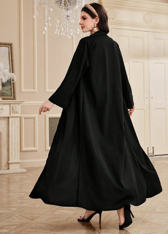 Черное демисезонное Пальто однобортное SHEIN