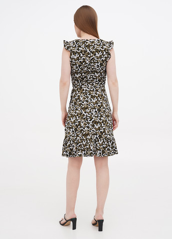 Оливковое кэжуал платье Michael Kors с абстрактным узором