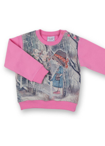 Синій демісезонний костюм десткий з дівчинкою і штанцями в квіточку (8075-80 / g-pink) Breeze