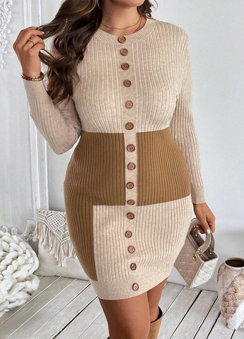 Комбінована кежуал сукня сукня светр SHEIN колор блок