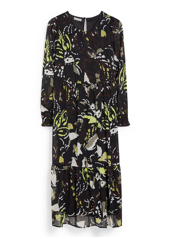 Черное кэжуал платье C&A с абстрактным узором