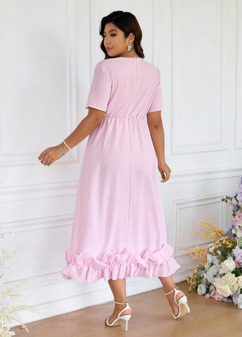 Розовое праздничный, вечернее платье а-силуэт SHEIN однотонное