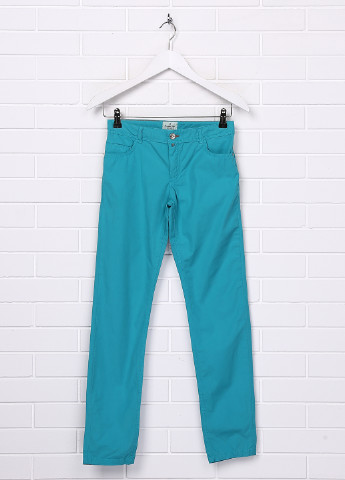 Бирюзовые кэжуал летние прямые брюки Massimo Dutti