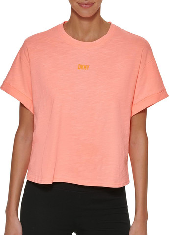 Оранжевая летняя футболка DKNY