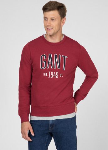 Свитшот Gant - Прямой крой надпись бордовый кэжуал хлопок - (183871761)