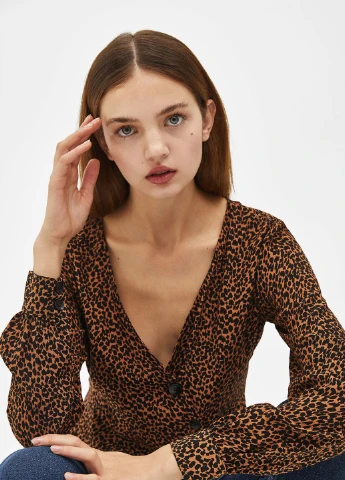 Коричнева блуза демісезон Bershka