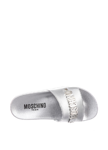 Серебряные кэжуал тапочки Moschino с логотипом