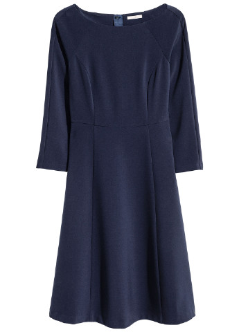 Темно-синя кежуал сукня з спідницею-сонце H&M однотонна