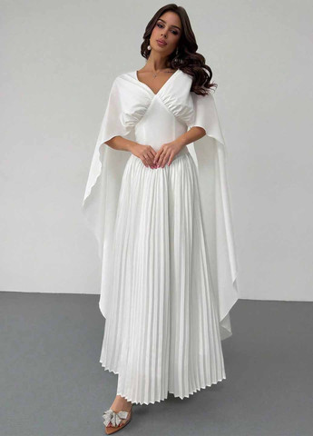Белое вечернее платье плиссированное SHEIN однотонное