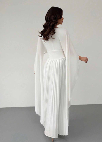 Белое вечернее платье плиссированное SHEIN однотонное