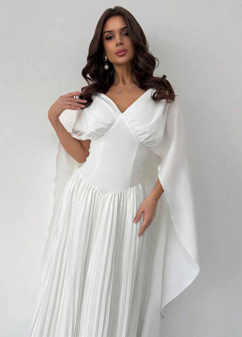 Белое вечернее платье плиссированное SHEIN однотонное