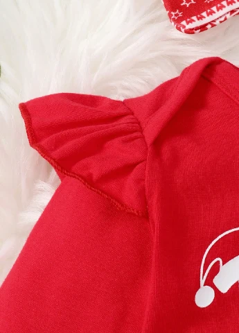 Червоний зимовий костюм (боді, штани, пов'язка, шапка) брючний SHEIN