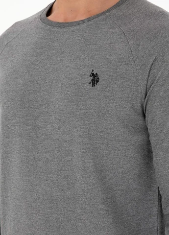 Сірий світшот U.S. Polo Assn. меланж вишивка (315070568)