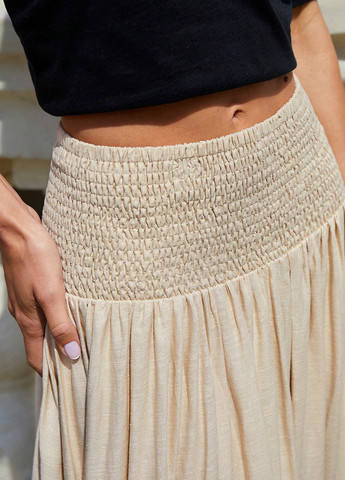 Бежевая праздничный, кэжуал однотонная юбка SHEIN а-силуэта (трапеция)