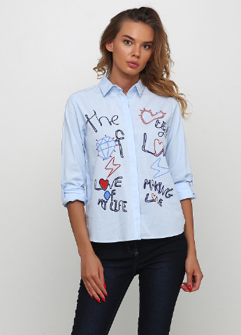 Голубой кэжуал рубашка с рисунком Zara